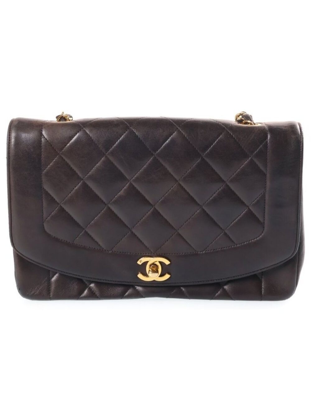 Chanel Diana 25 S Flap S Chain Shoulder Bag Black Lambskin